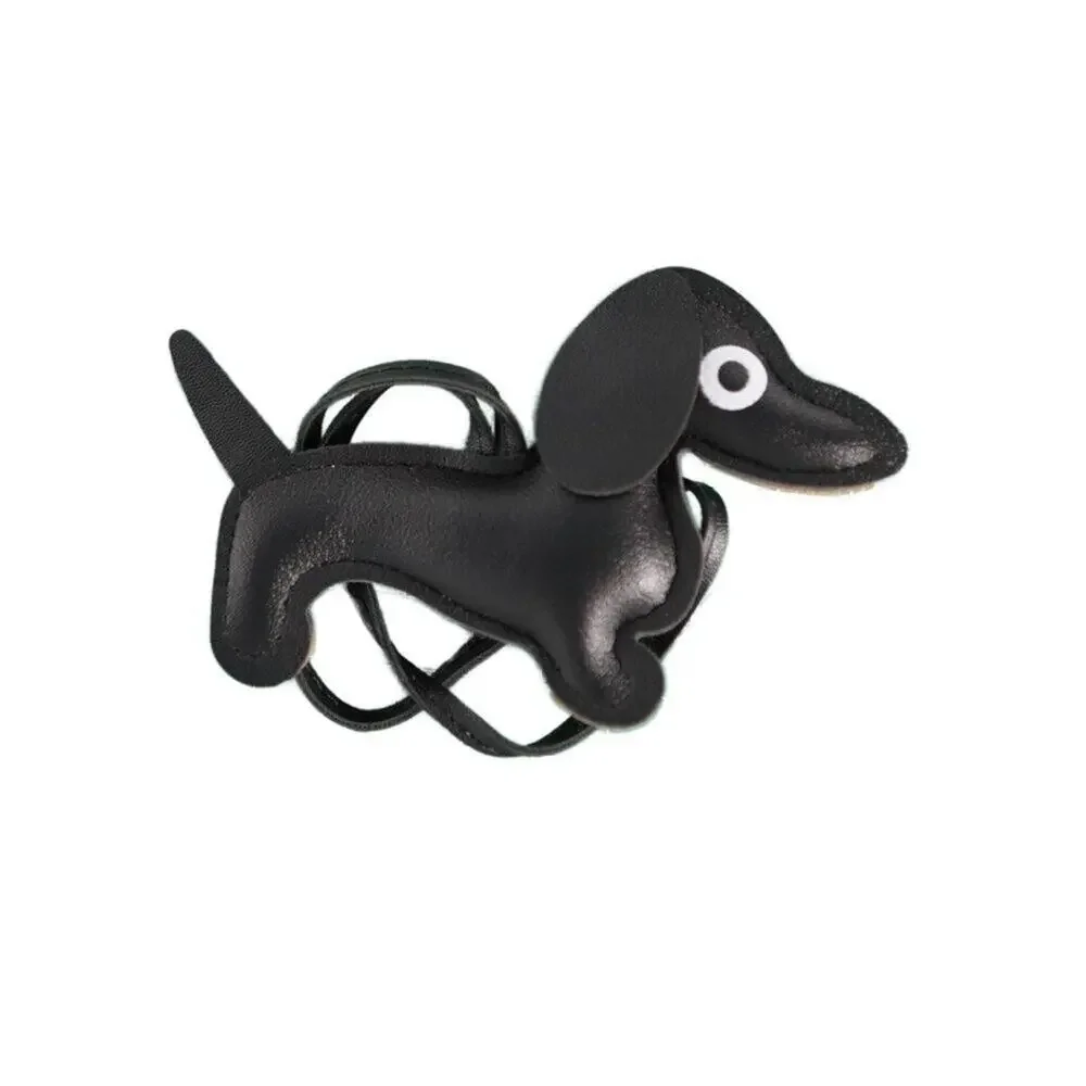 Dachshund Bag Charm Keychain Faux Leather Dog Mom Y2K Cottagecore Black NWT